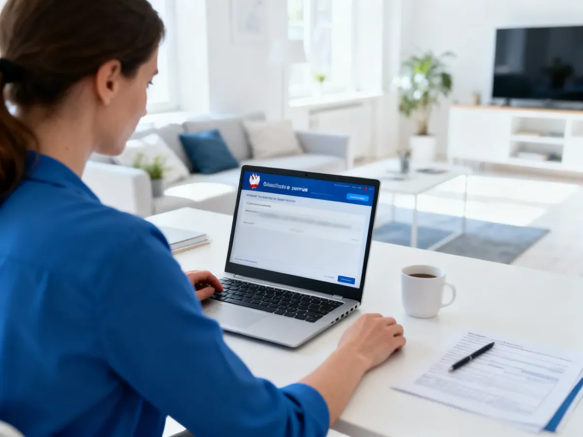 Podatnik sprawdzający status zwrotu podatku online na laptopie